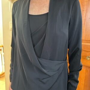 REISS Black Drape Perdy Wrap Shift Dress Size 6
